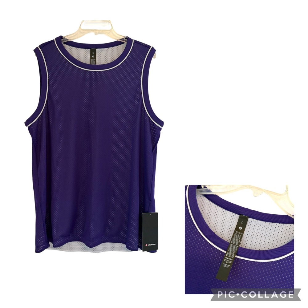 Lululemon Mens Double-Layered Mesh Tank Basketball Jersey Purple XL LM1403S NEW